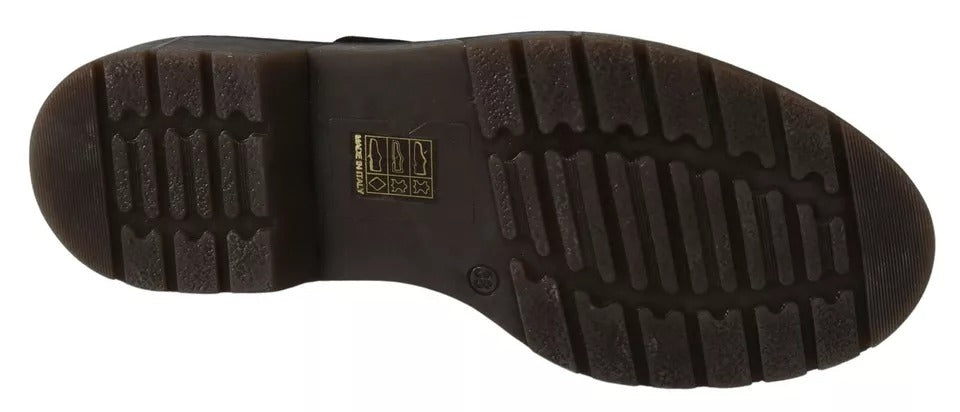 Zapatos Dr. Martens de cuero marrón oscuro con correa elástica