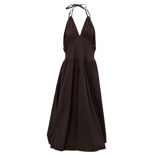 Vestido de algodón marrón de Bottega Veneta