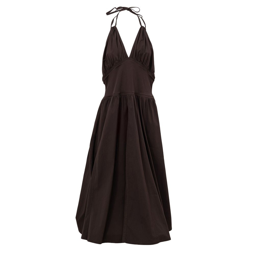 Vestido de algodón marrón de Bottega Veneta