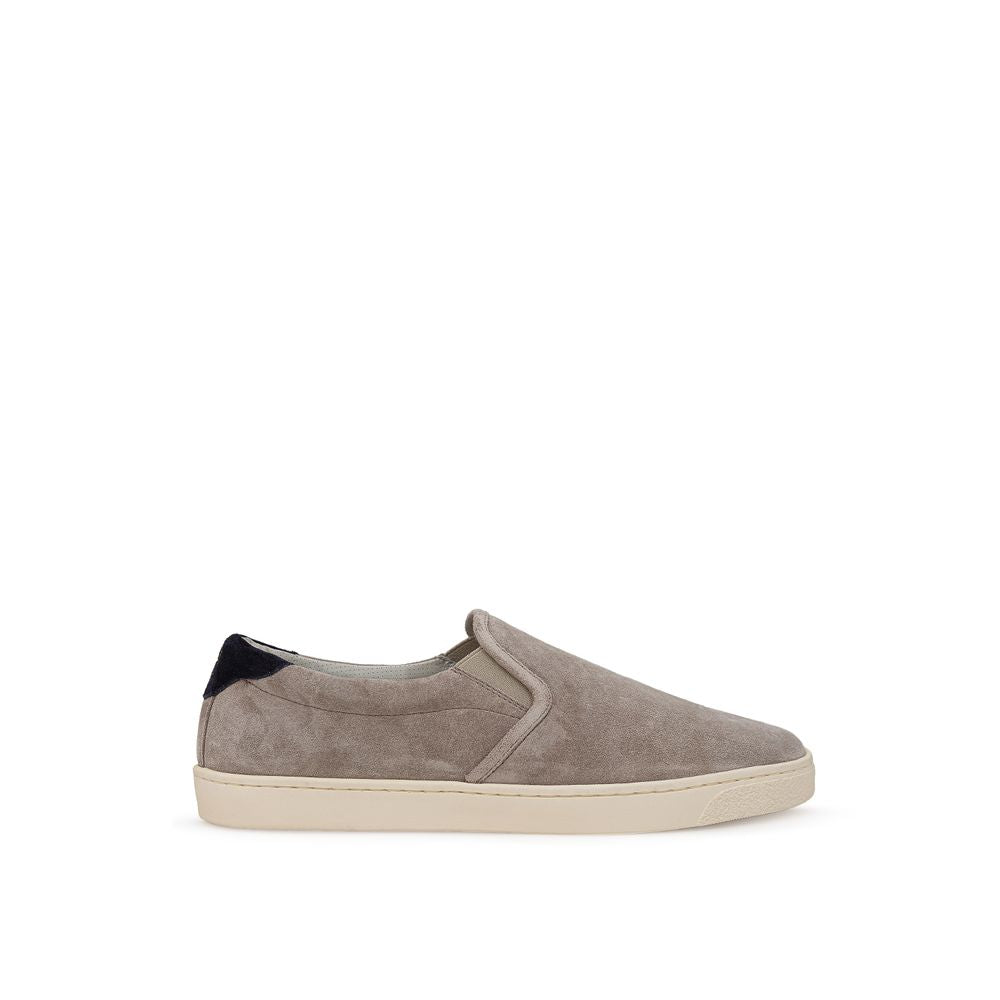 Brunello Cucinelli Zapatilla de cuero gris
