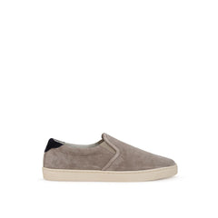 Brunello Cucinelli Zapatilla de cuero gris