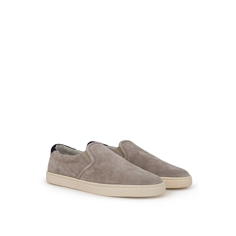Brunello Cucinelli Zapatilla de cuero gris
