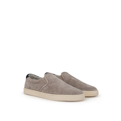 Brunello Cucinelli Zapatilla de cuero gris