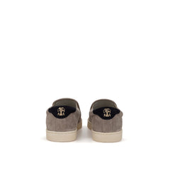 Brunello Cucinelli Zapatilla de cuero gris