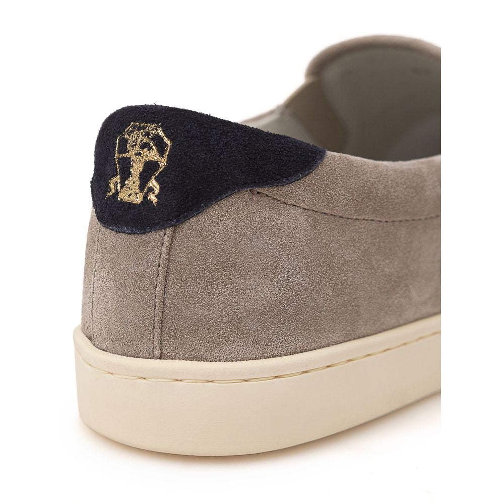 Brunello Cucinelli Zapatilla de cuero gris