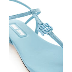 Sandalia de charol azul Miu Miu