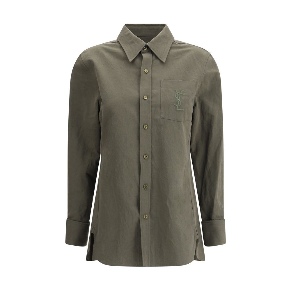 Camisa de algodón y lino de Saint Laurent