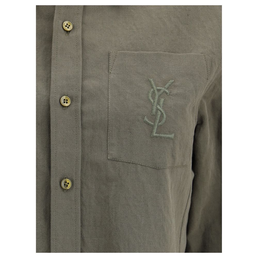 Camisa de algodón y lino de Saint Laurent