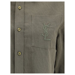Camisa de algodón y lino de Saint Laurent
