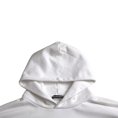 Suéter extragrande con capucha y logotipo de algodón blanco de Balenciaga