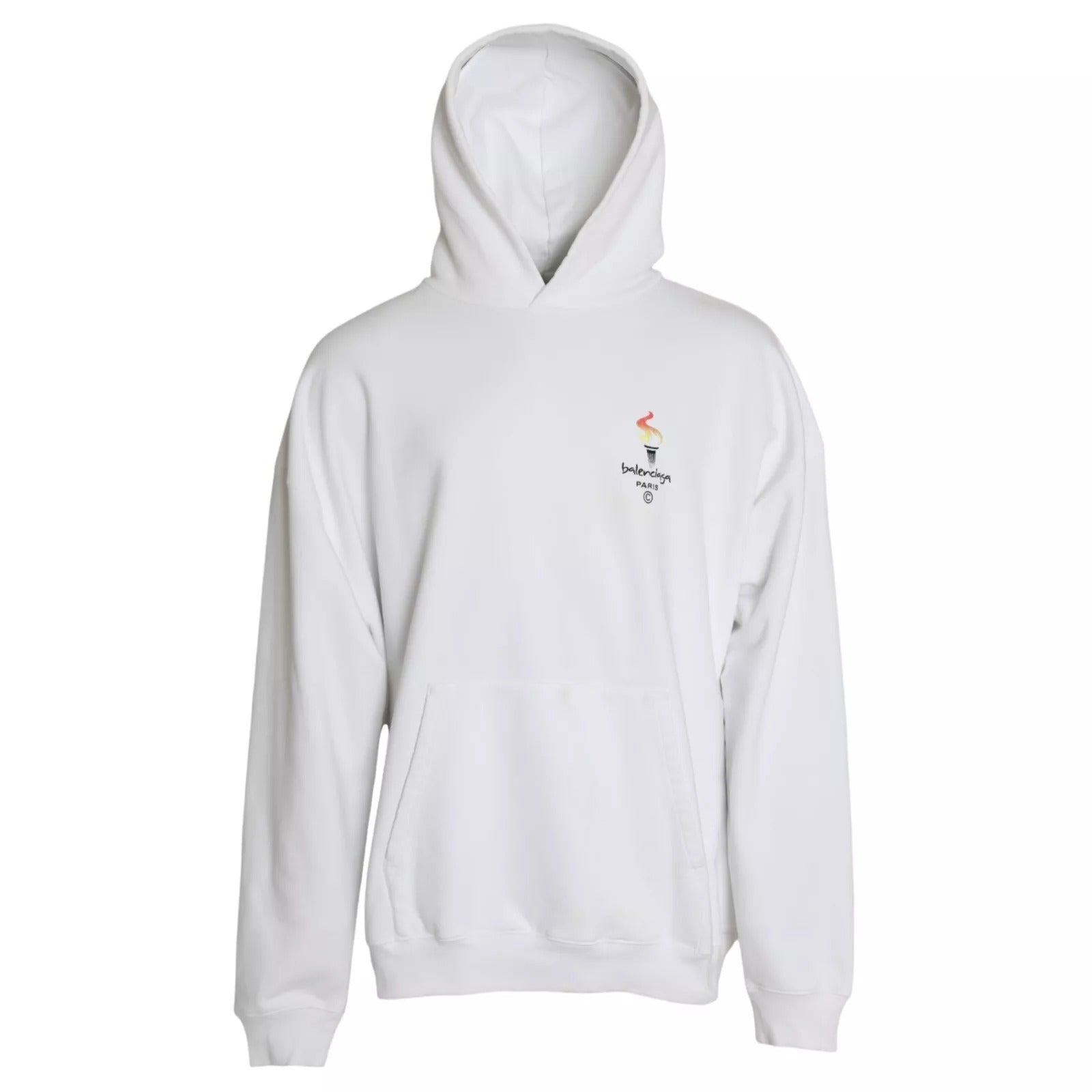 Suéter extragrande con capucha y logotipo de algodón blanco de Balenciaga