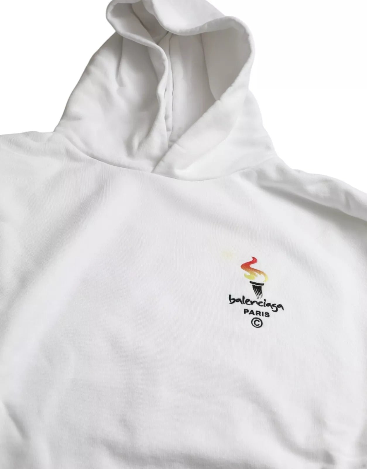 Suéter extragrande con capucha y logotipo de algodón blanco de Balenciaga