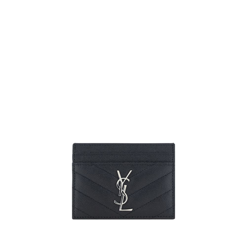 Tarjetero de piel negra de Saint Laurent