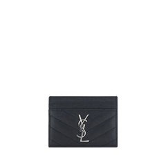 Tarjetero de piel negra de Saint Laurent