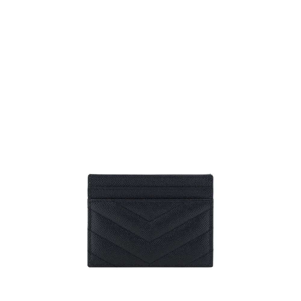 Tarjetero de piel negra de Saint Laurent