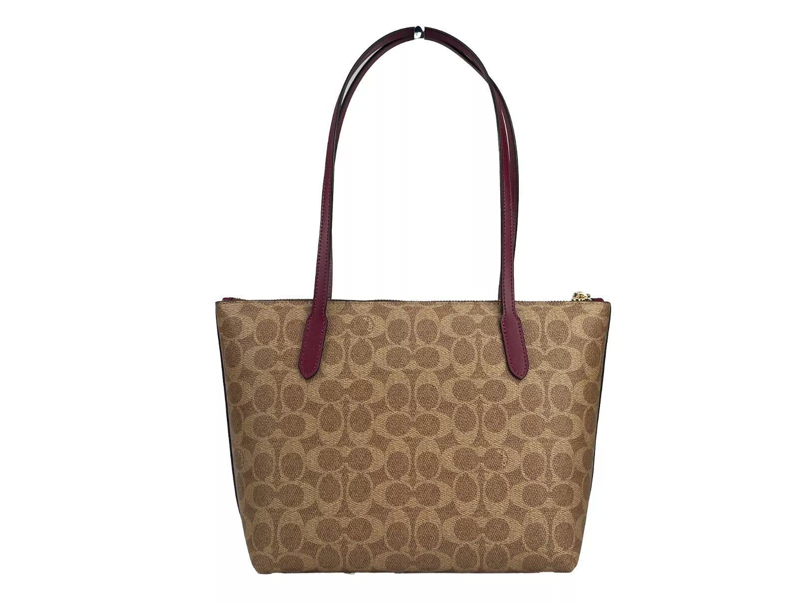 Bolso tote Fiona de lona con cremallera de la firma de COACH, color marrón