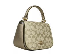 COACH Lysa Bolso bandolera con asa superior color champán dorado
