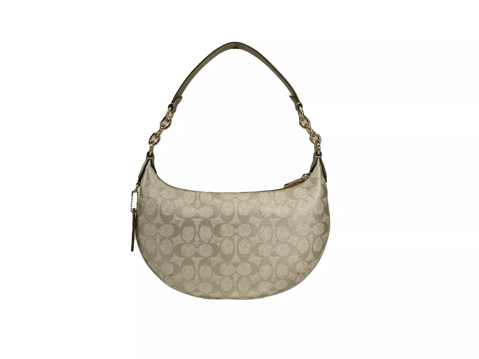 COACH Payton Signature Bolso de hombro de piel de PVC color champán dorado