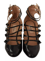 Zapatos de tacón medio Valentino de piel con múltiples tiras en negro