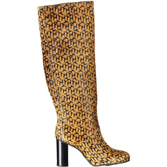 Botas altas de piel beige para mujer de Tommy Hilfiger