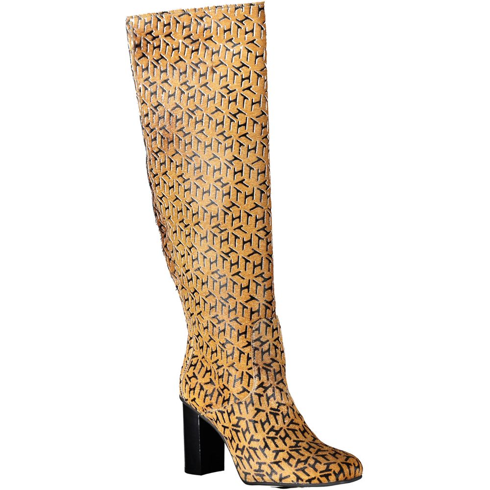 Botas altas de piel beige para mujer de Tommy Hilfiger