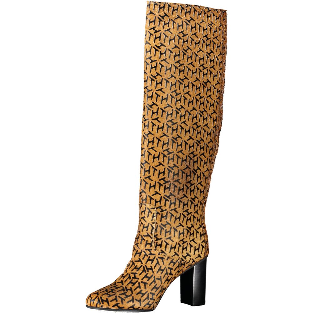 Botas altas de piel beige para mujer de Tommy Hilfiger