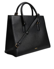 Bolso bandolera grande de piel negra con asa superior de Versace