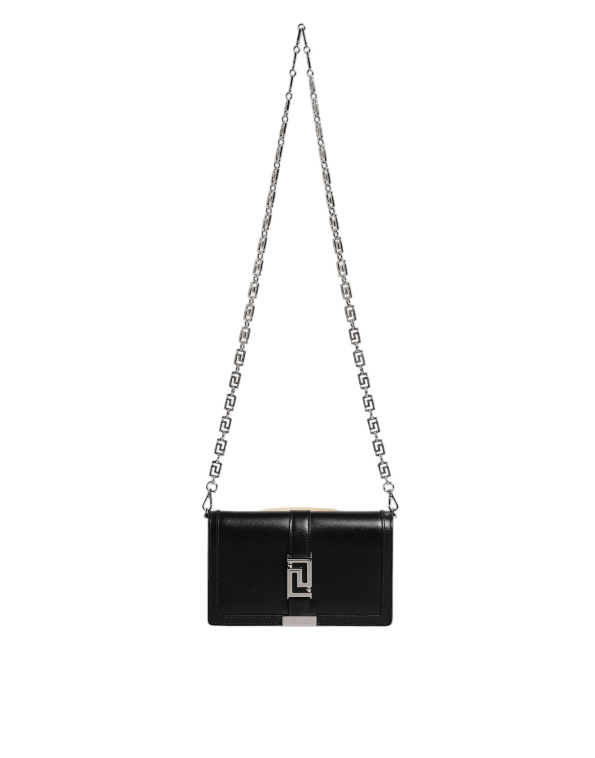 Bolso bandolera Versace de piel de becerro negra con correa de cadena