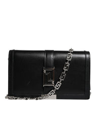 Bolso bandolera Versace de piel de becerro negra con correa de cadena