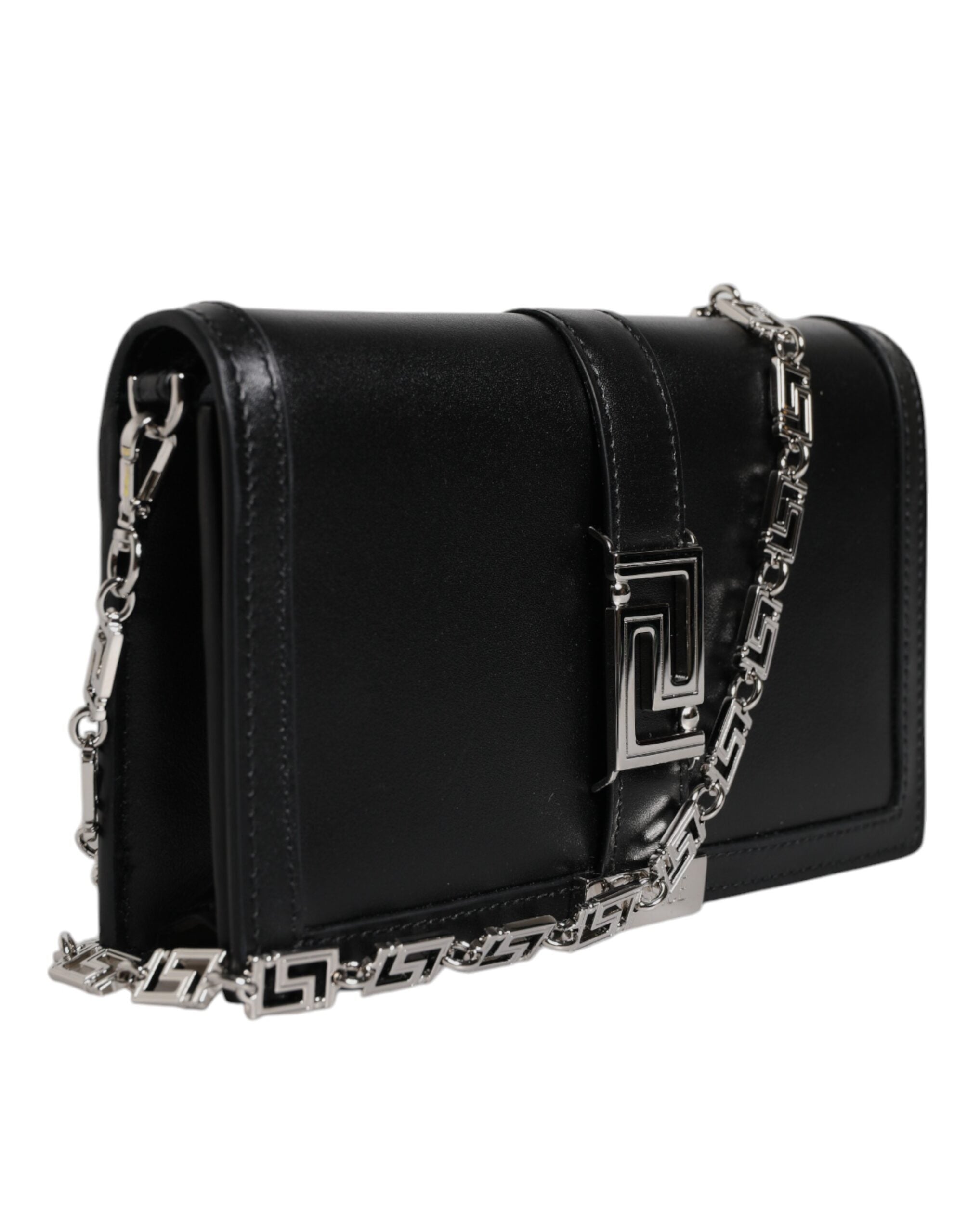 Bolso bandolera Versace de piel de becerro negra con correa de cadena