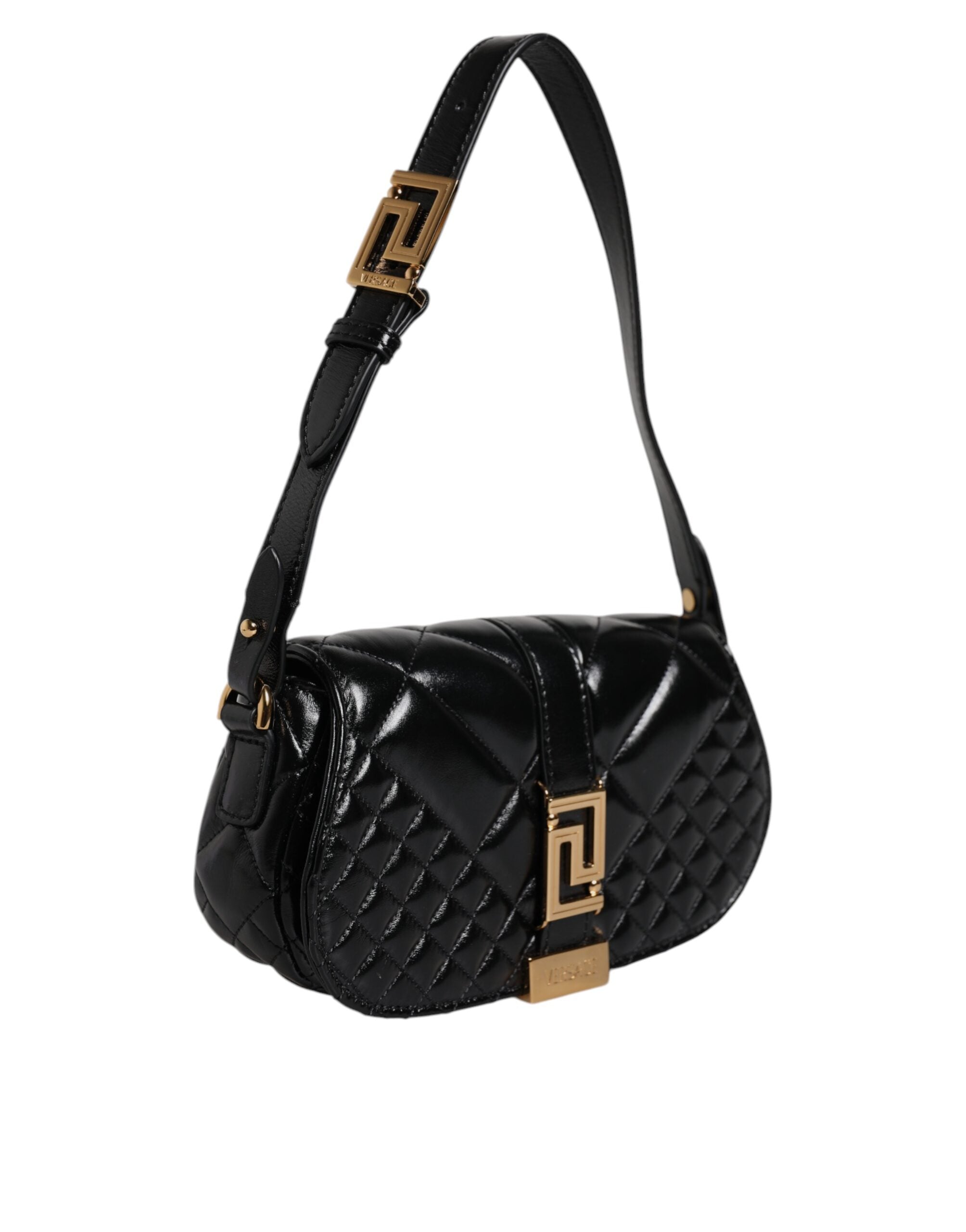 Bolso Versace con correa de hombro acolchada de piel de becerro negra