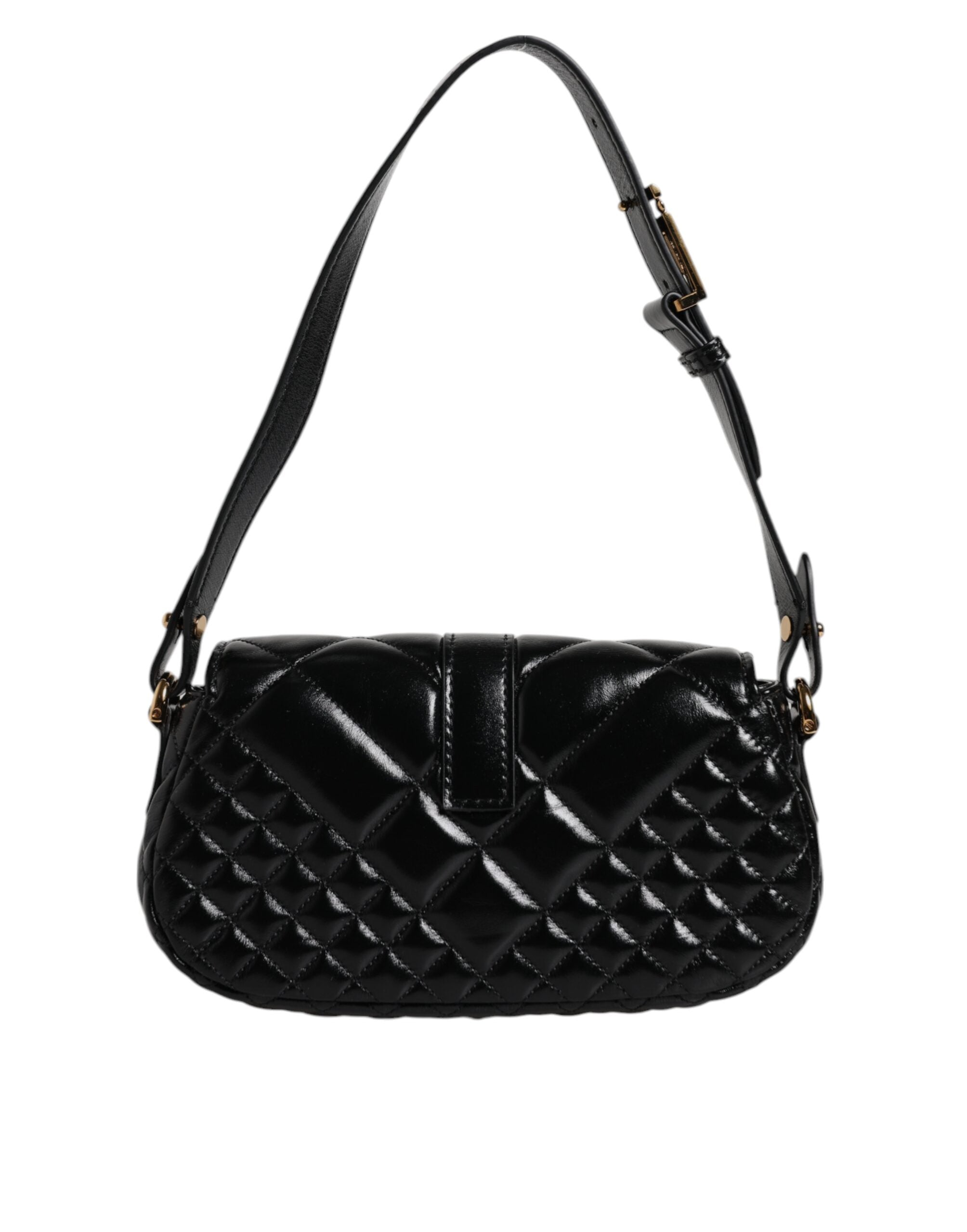 Bolso Versace con correa de hombro acolchada de piel de becerro negra