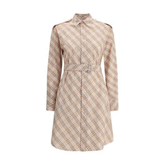 Vestido midi con cuadros de archivo de Burberry