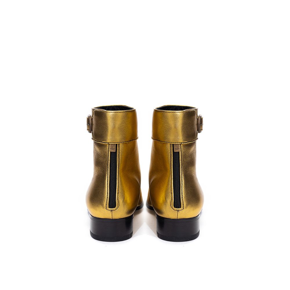Bota de piel dorada de Saint Laurent