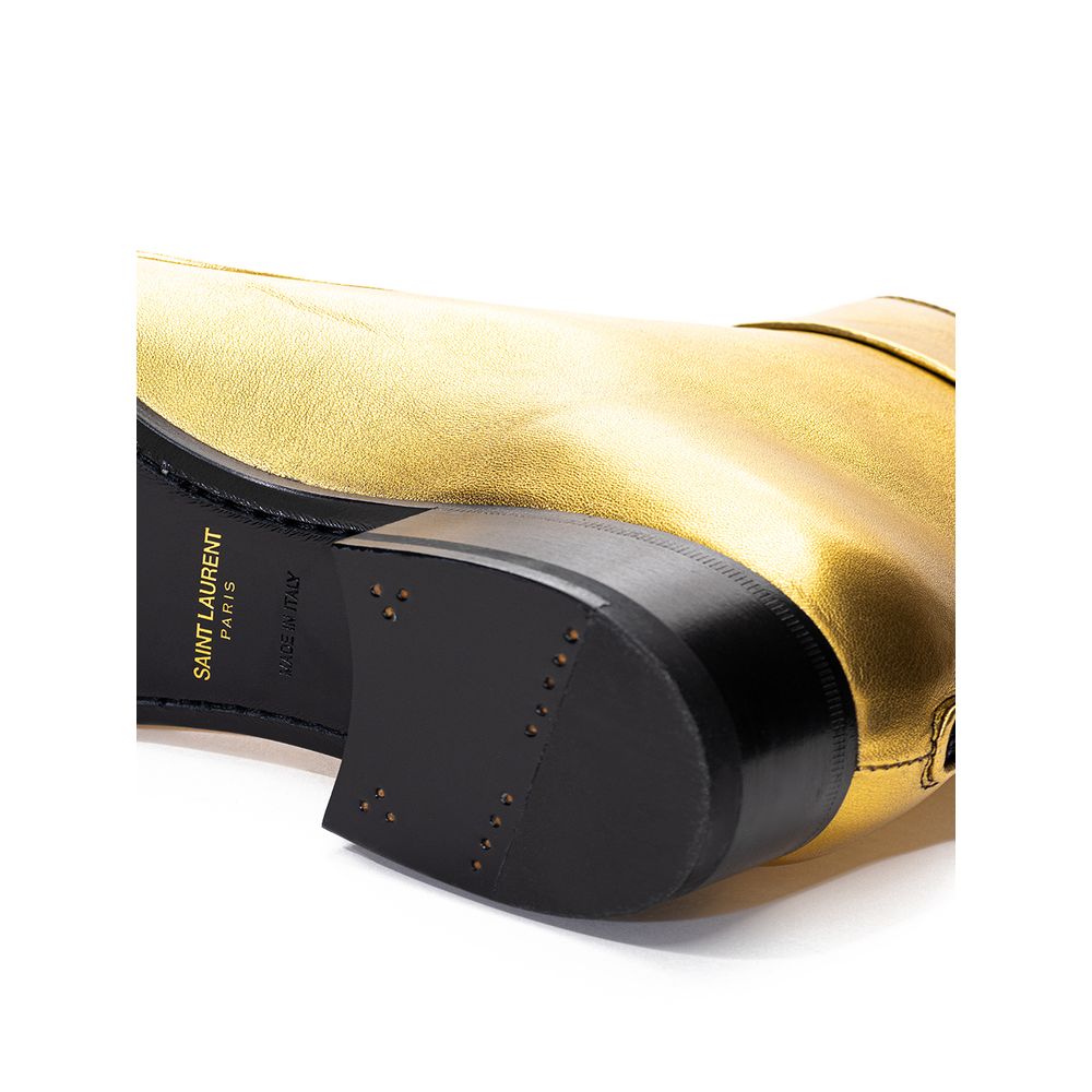 Bota de piel dorada de Saint Laurent