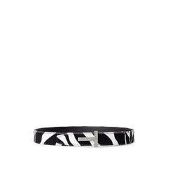 Cinturón de cuero blanco y negro de Tom Ford