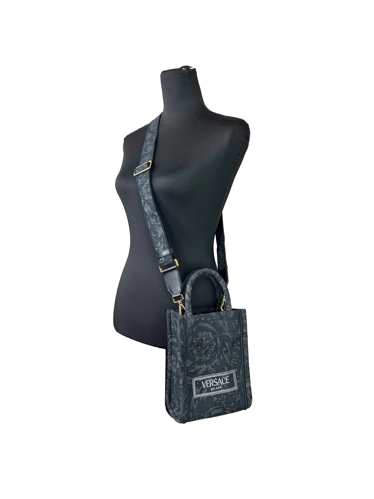 Versace Bolso bandolera Athena Barocco mini con asa superior Negro