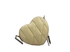 COACH Bolso bandolera pequeño de piel acolchada con forma de corazón