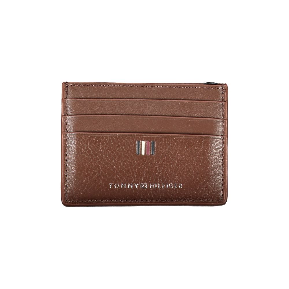 Tarjetero de piel elegante de Tommy Hilfiger con detalles en contraste