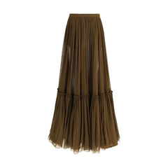 Falda larga con volantes de Saint Laurent