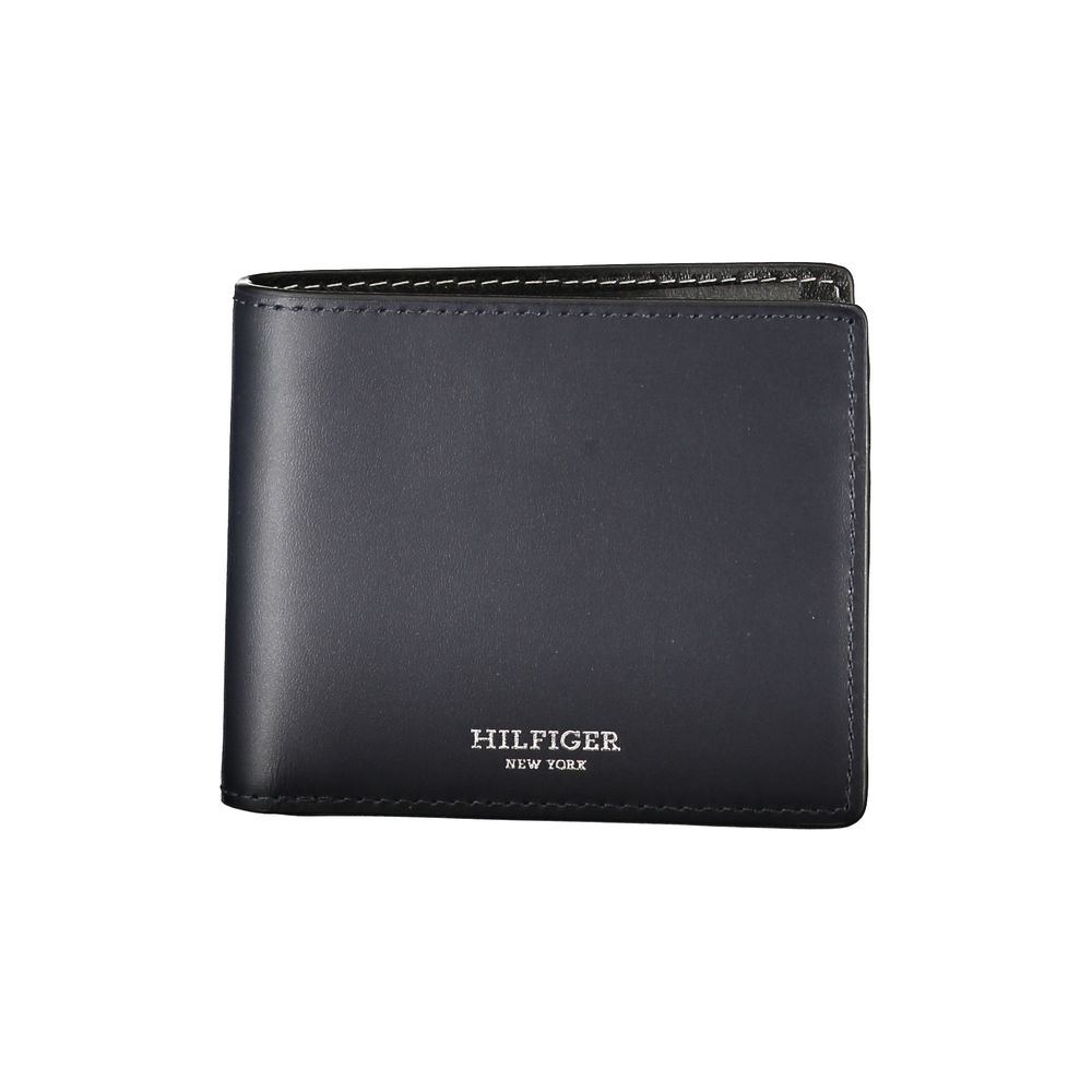 Cartera plegable elegante de cuero azul de Tommy Hilfiger