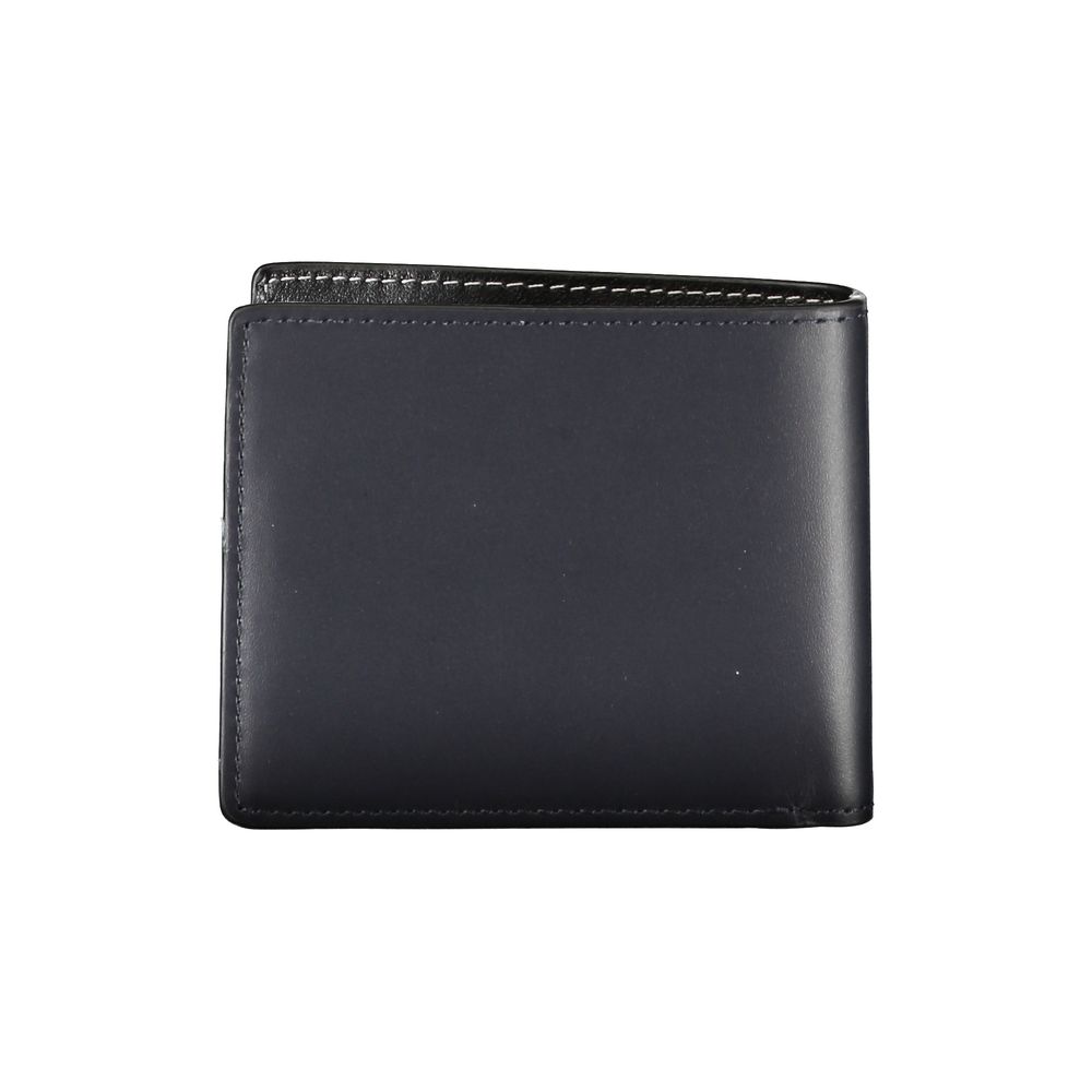 Cartera plegable elegante de cuero azul de Tommy Hilfiger