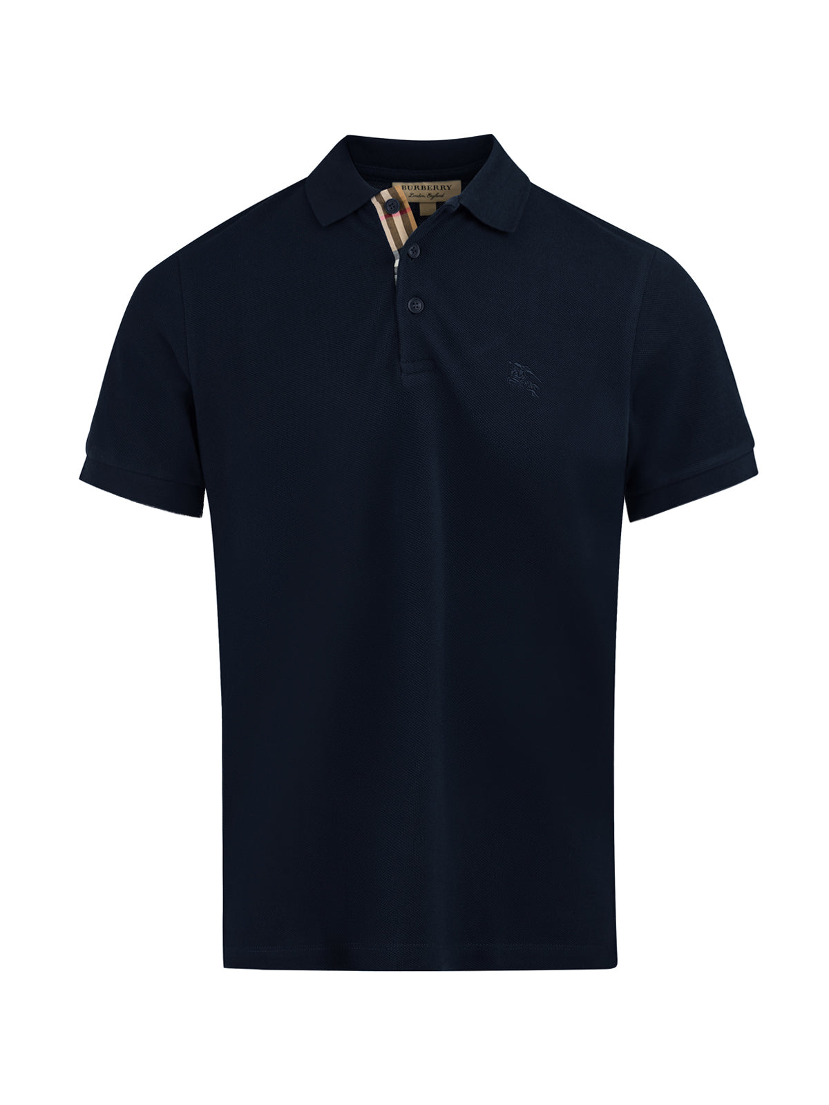 Polo de algodón azul marino con cuello de Burberry