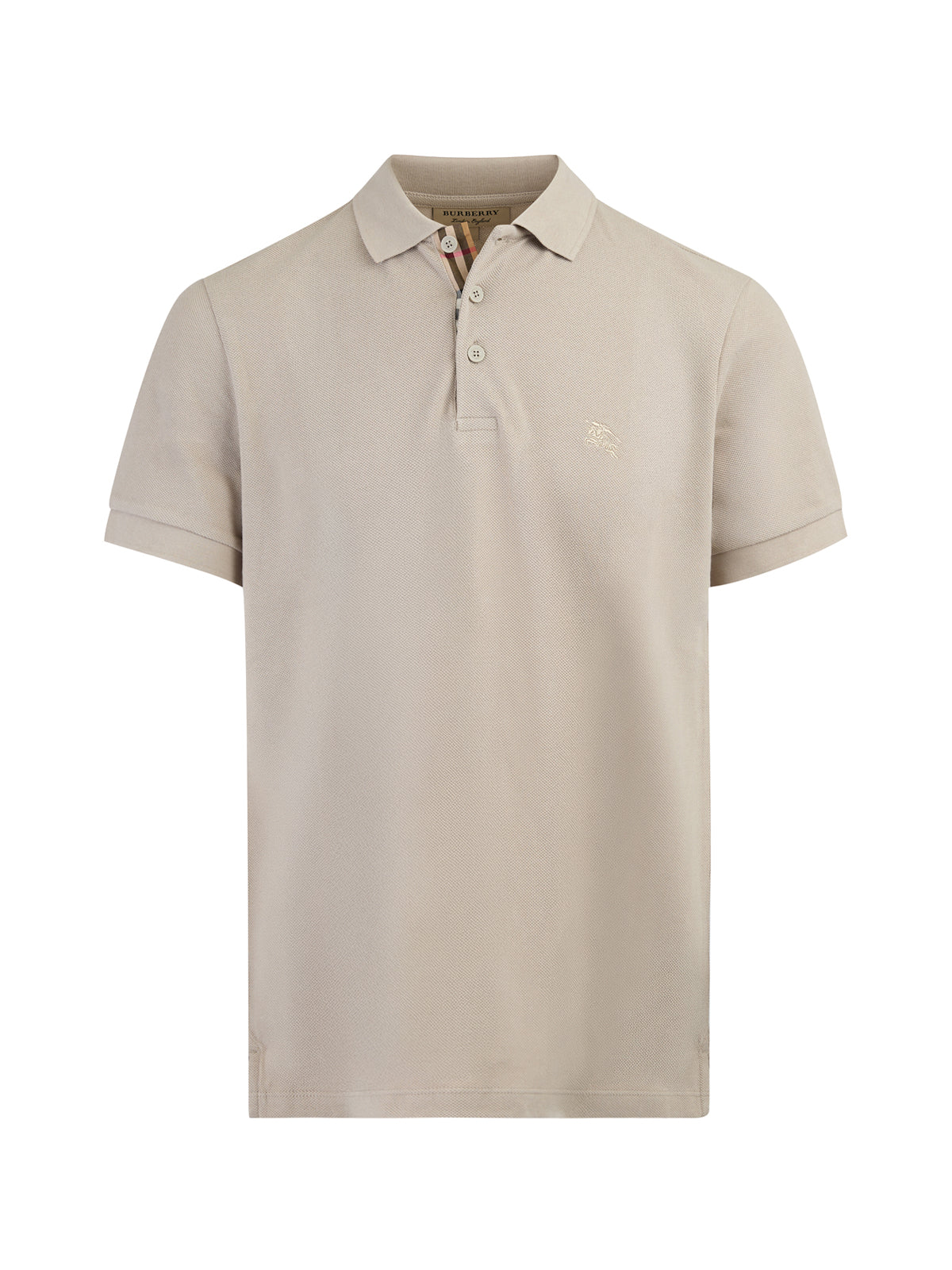Polo Burberry de algodón con cuello en color piedra pálido