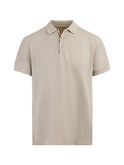 Polo Burberry de algodón con cuello en color piedra pálido
