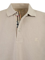 Polo Burberry de algodón con cuello en color piedra pálido
