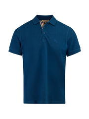 Polo de algodón con cuello en azul verdoso intenso de Burberry