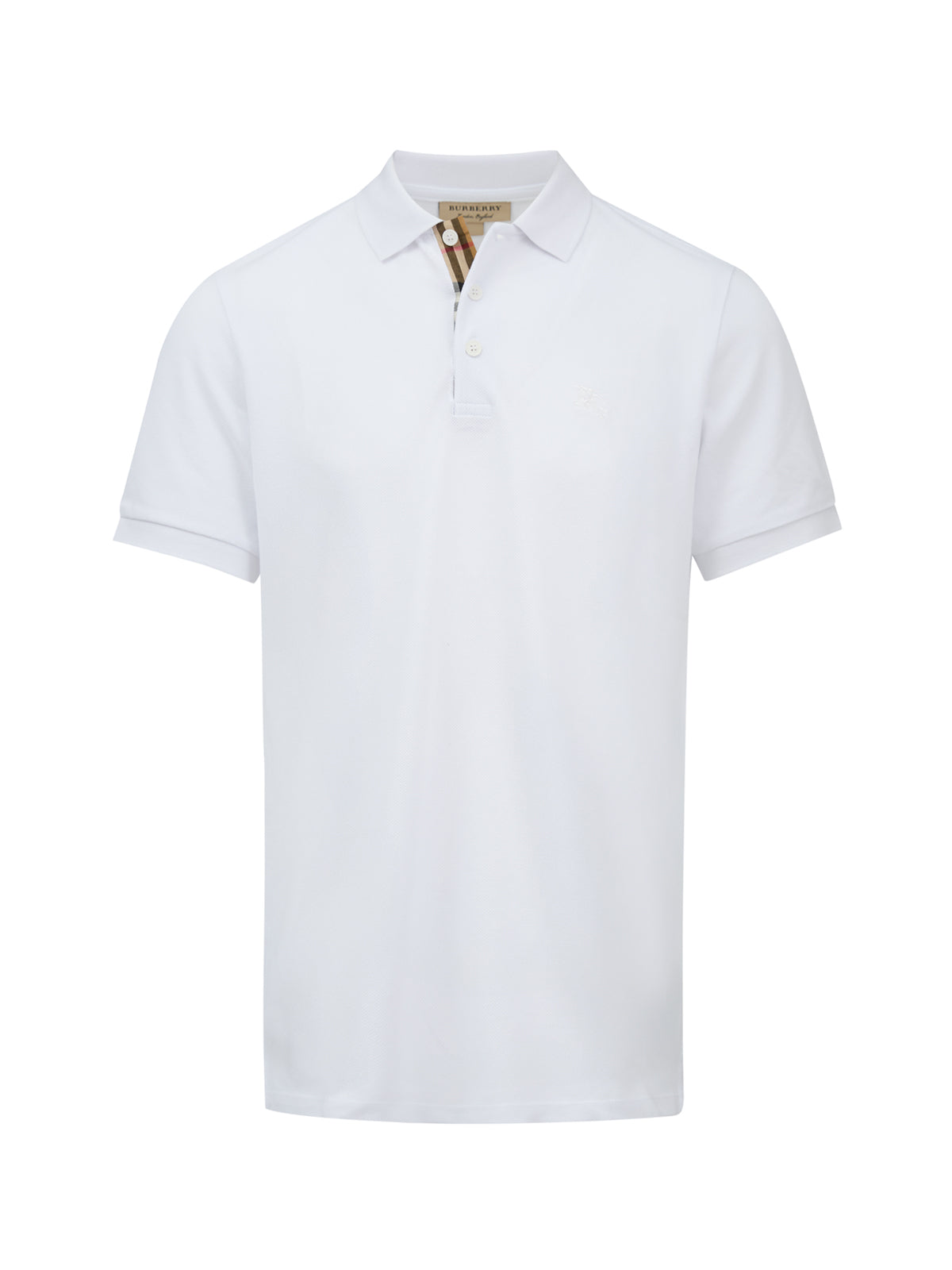 Polo de algodón blanco con cuello de Burberry