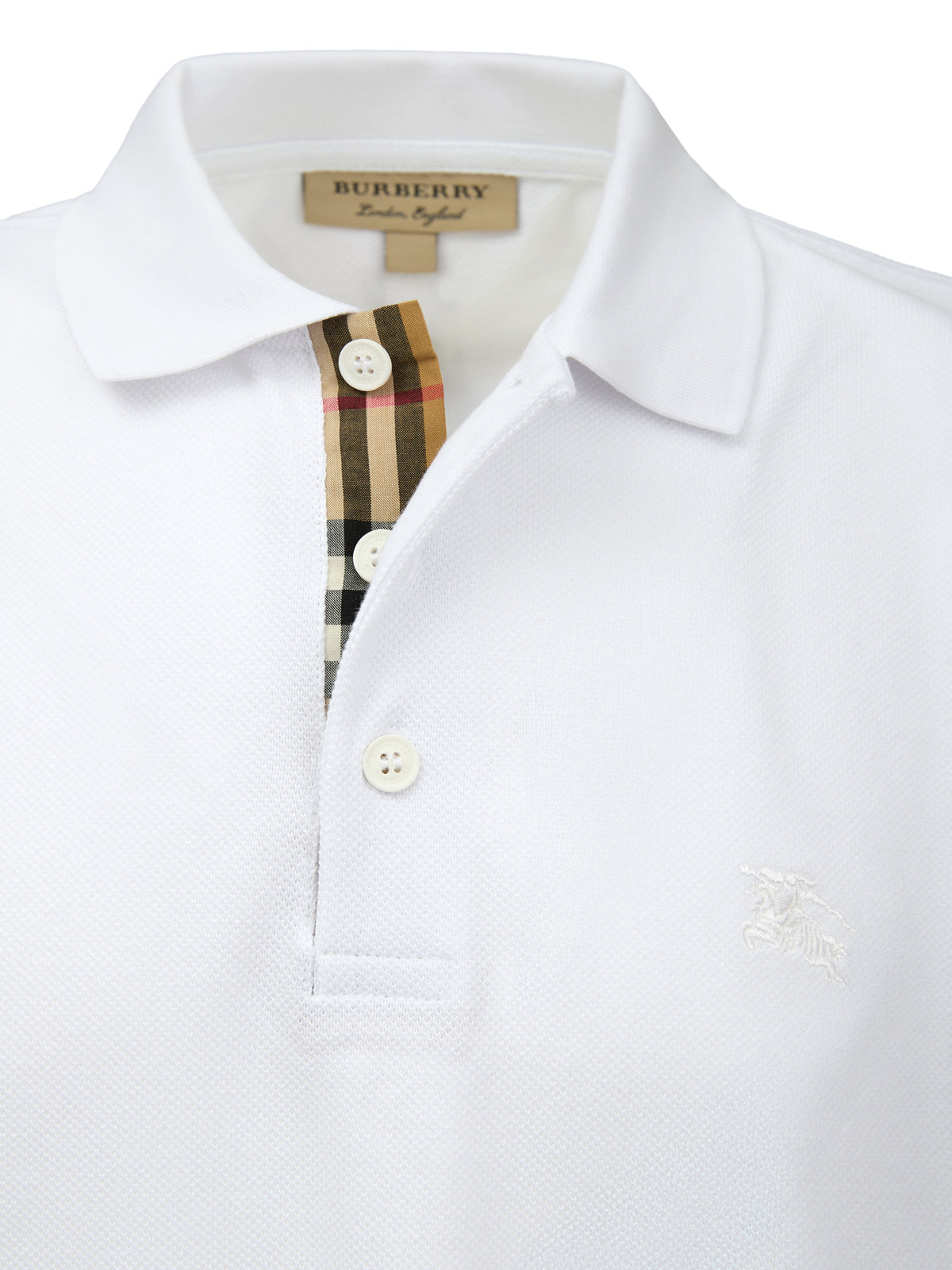 Polo de algodón blanco con cuello de Burberry
