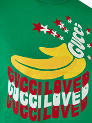 Camiseta de algodón verde con el logotipo de Gucci